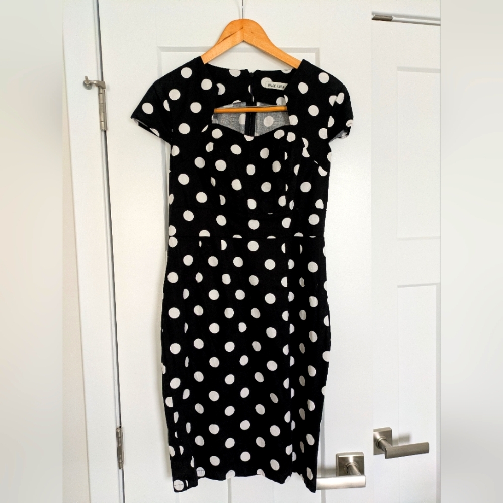 Grace Karin Black and White Polka Dot Dress